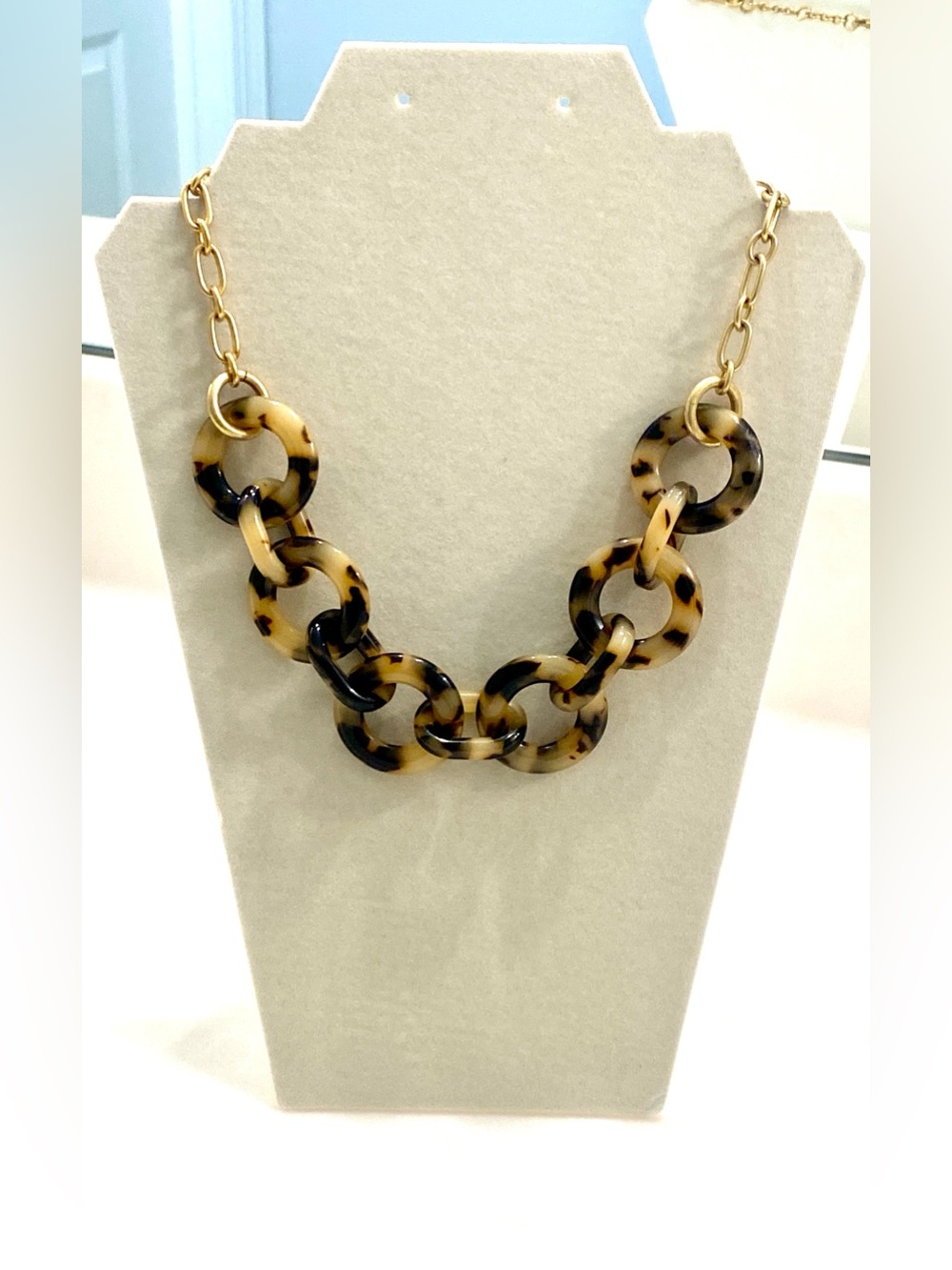 J. Crew Tortoiseshell Link Necklace with Gold-Tone Chain